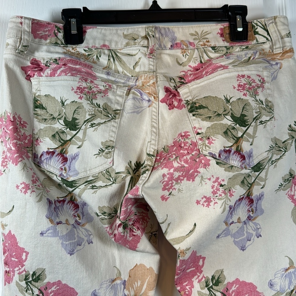 Ralph Lauren Denim & Supply Floral Cream Denim Ankle Zip Jeans Size 32 EUC #0117 - Picture 7 of 9